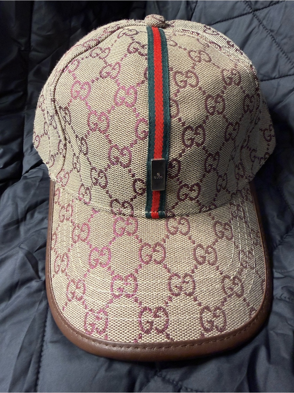 Inspired Beige & Brown Signature Canvas Baseball Cap